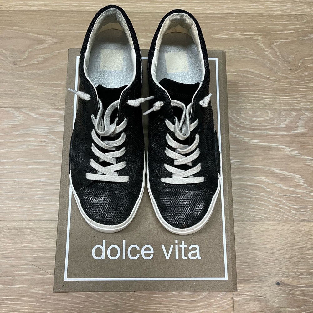 Dolce Vita Gunmetal Leather Sneakers